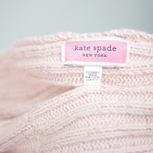 KATE SPADE New York Women's English Rose Metallic Rib Knit Scarf and Hat Set - Picture 12 of 12